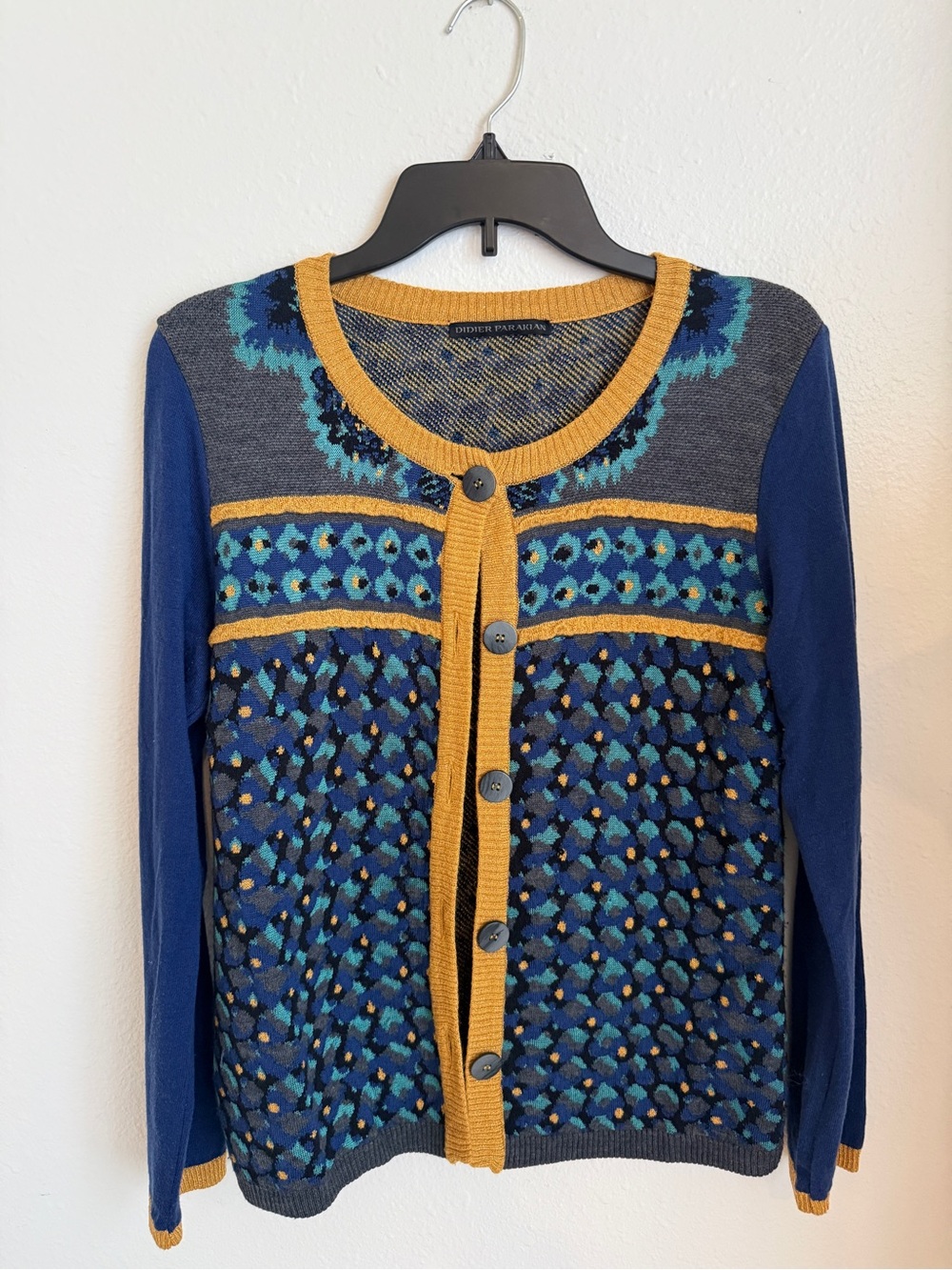 Didier Parakian Women's Geometric Knit Button Cardigan Sweater